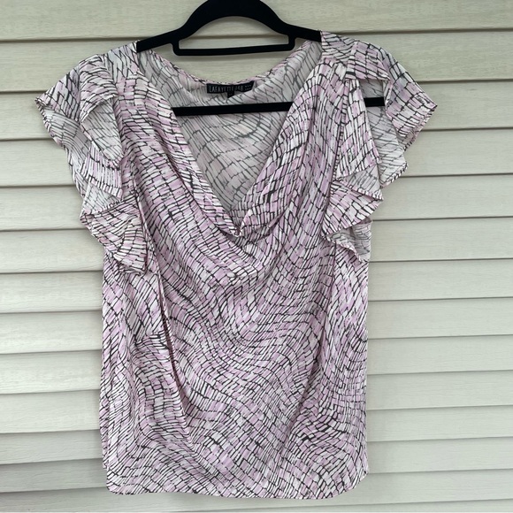 Lafayette 148 Silk Cowl Neck Printed Blouse Size 12 - Picture 5 of 8